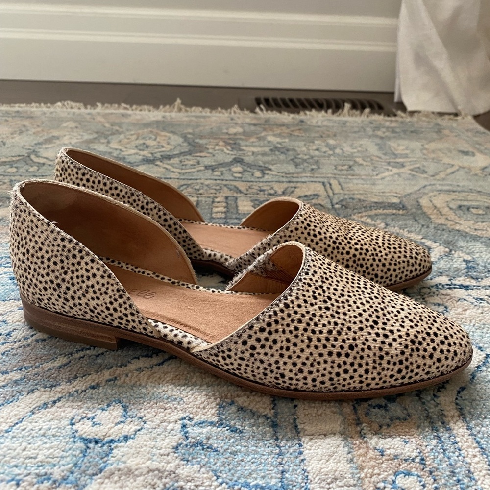 Madewell Marisa Calf Hair Dorsay Pointed Toe Leather Flats Size 7